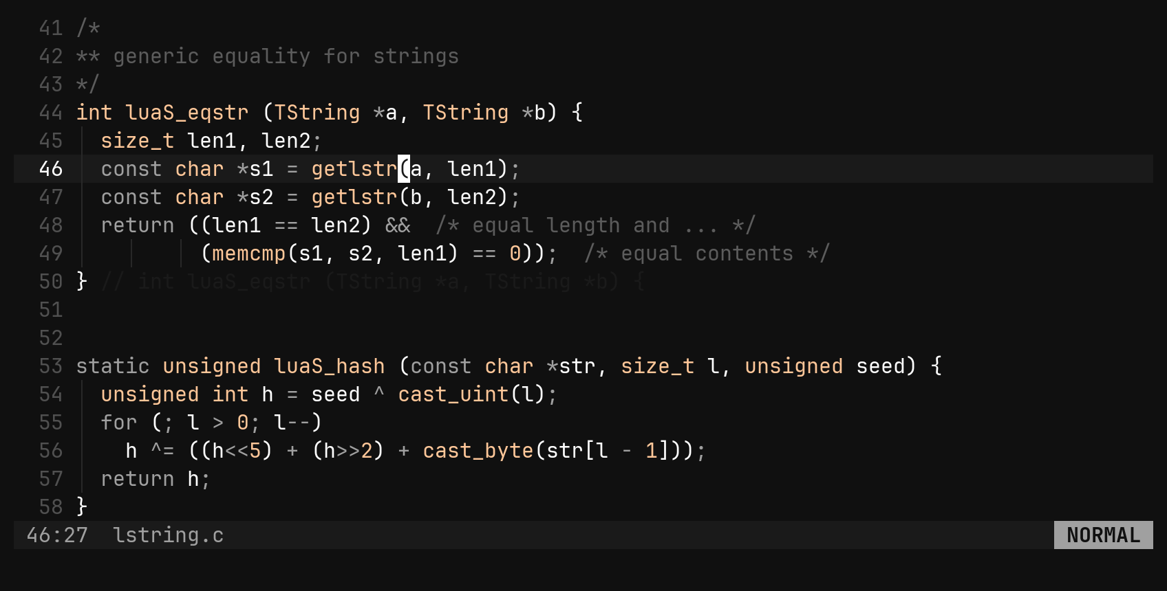 One change, repeated with .: step 0