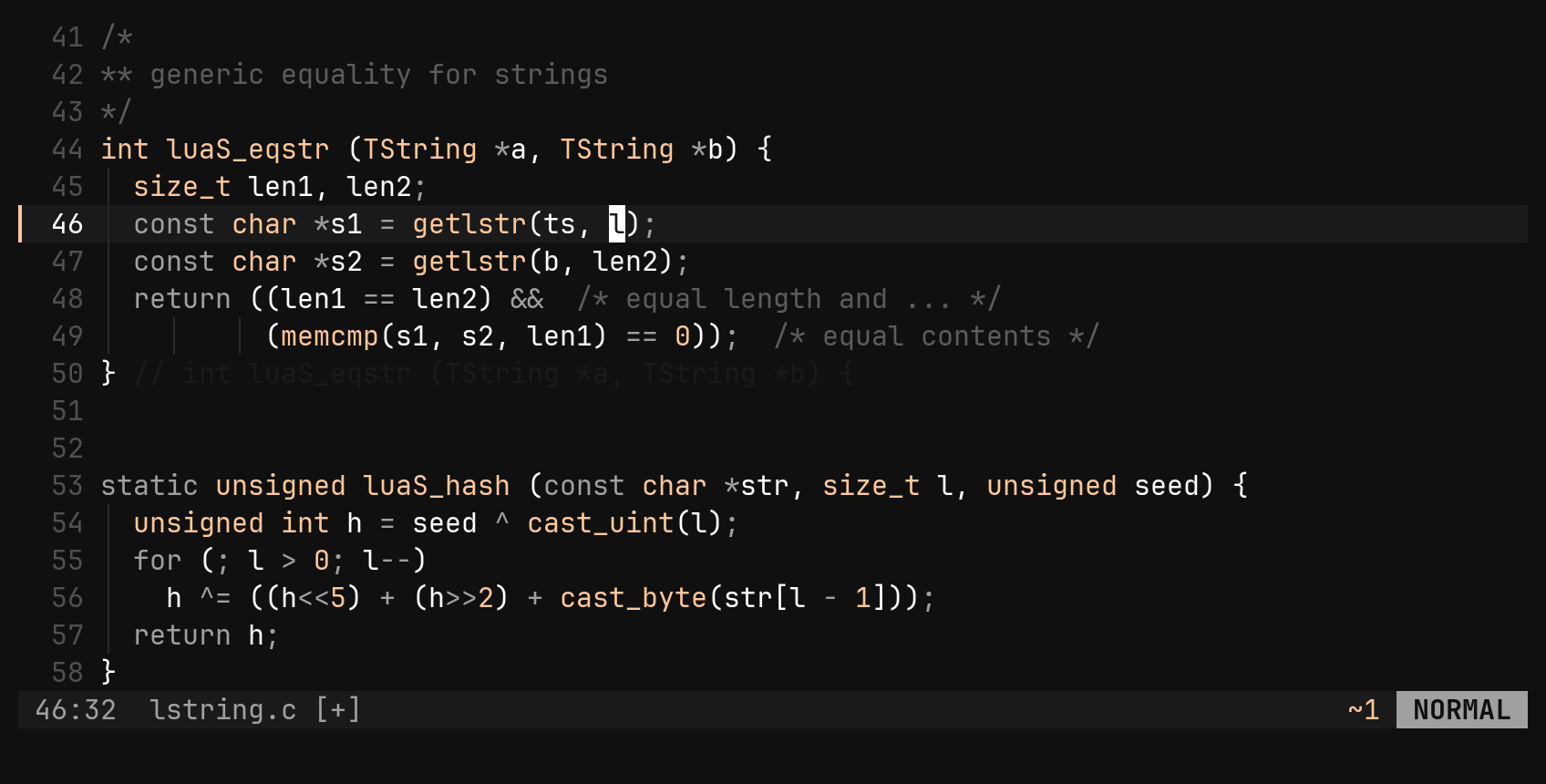 One change, repeated with .: step 2