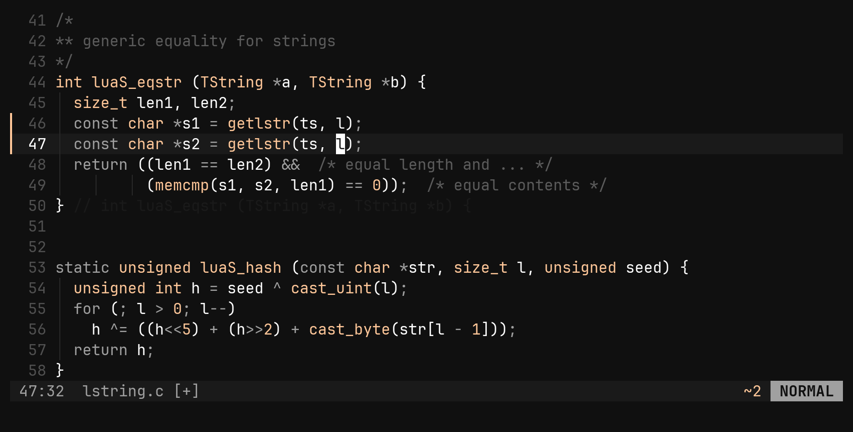 One change, repeated with .: step 4