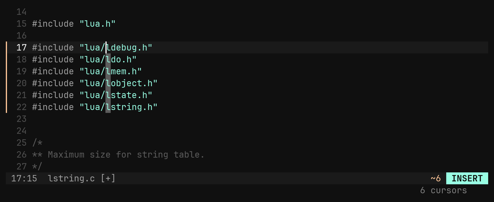 A cursor on every line: step 2