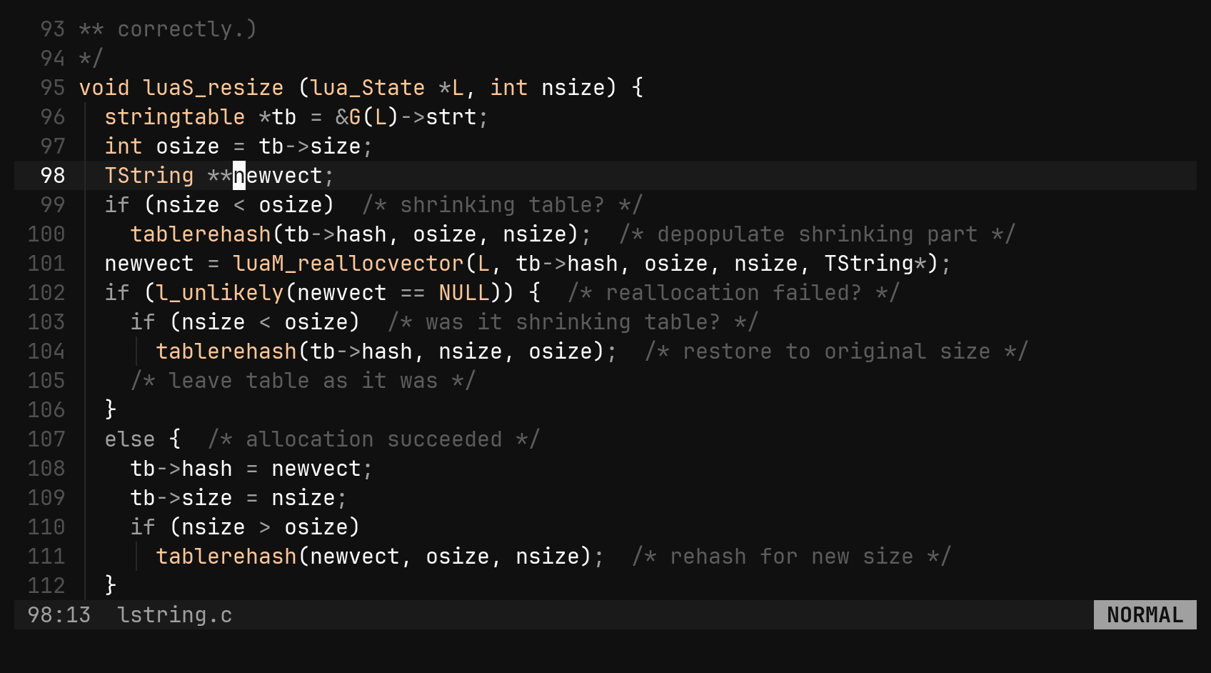 viw, Ctrl-N, c: a rename: step 0