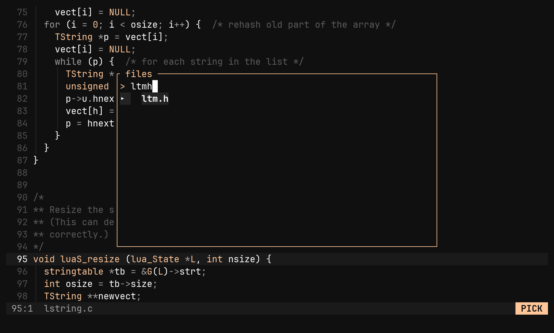 gf — find a file by name: step 2