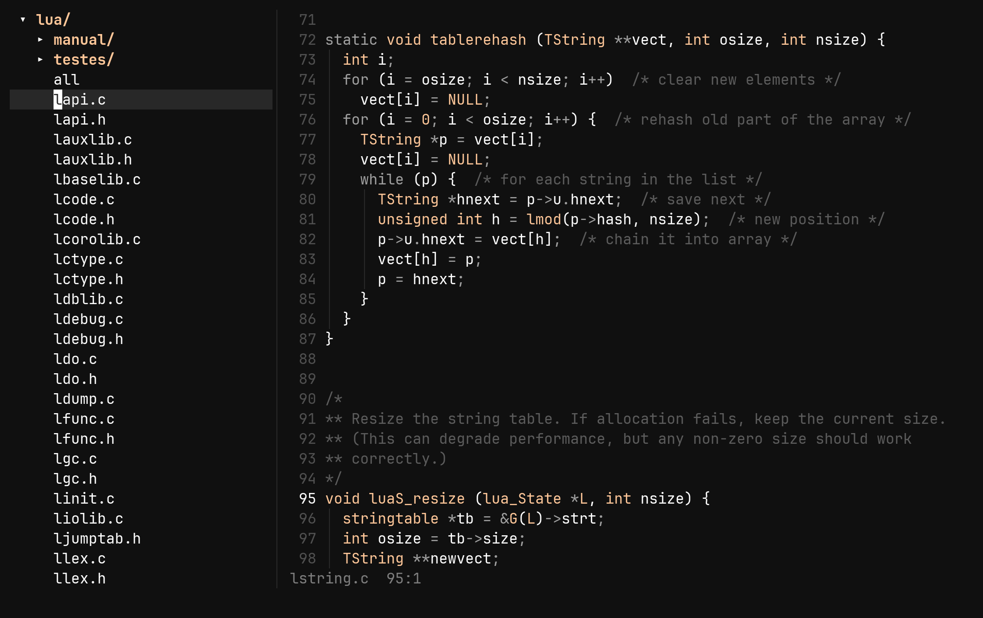 Ctrl-W e — the tree beside the file: step 2