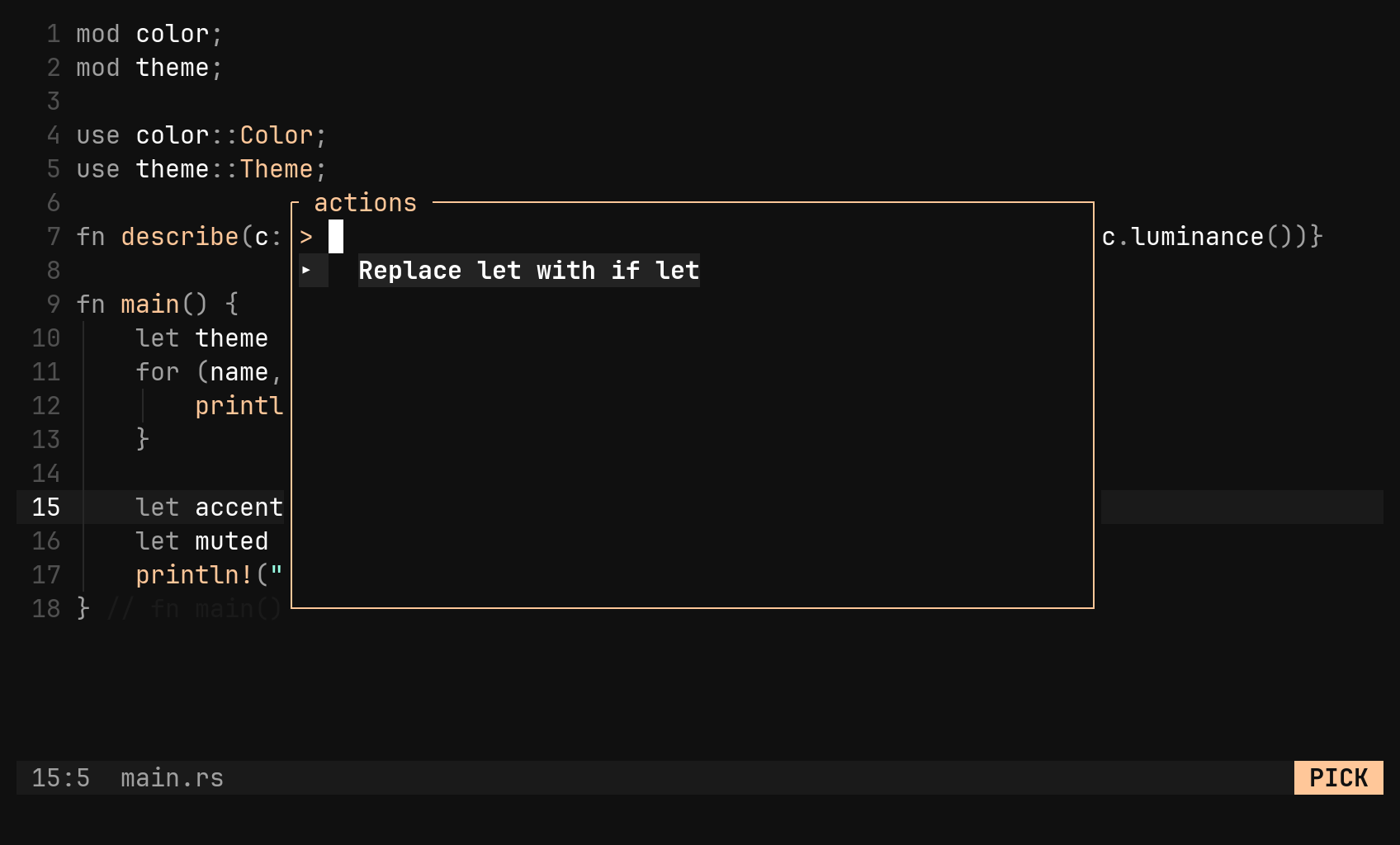 Code actions and format: step 1