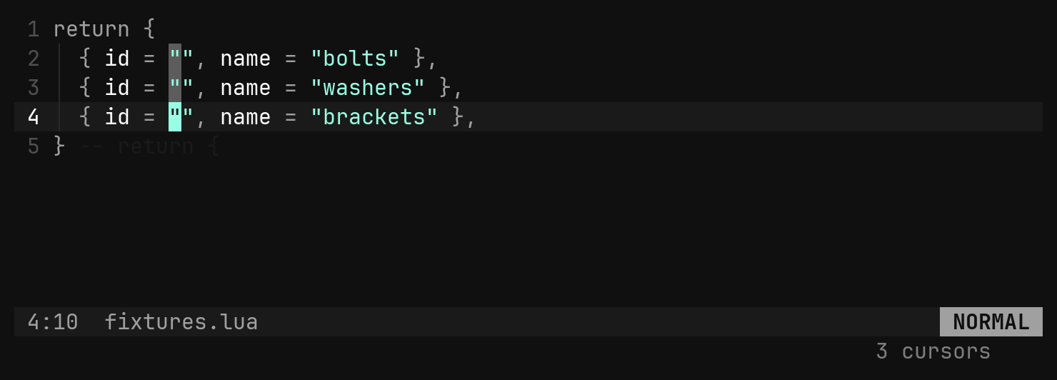 One id per cursor: step 1
